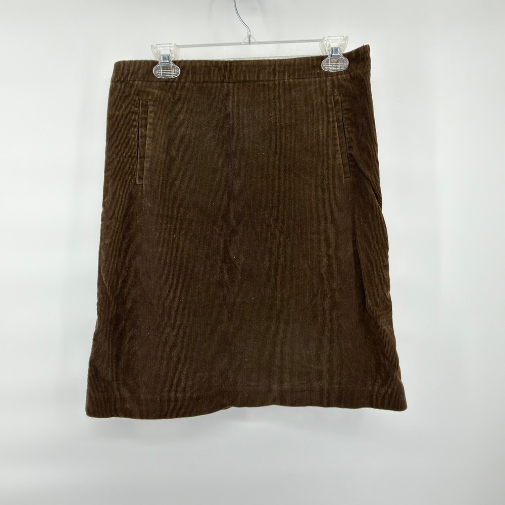 J.Crew Corduroy Skirt Womens 8 Brown Stretch Cotton Mini Pocket